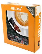 HELLMA amandelen in donkere chocolade, individueel verpakt, 380 stuks