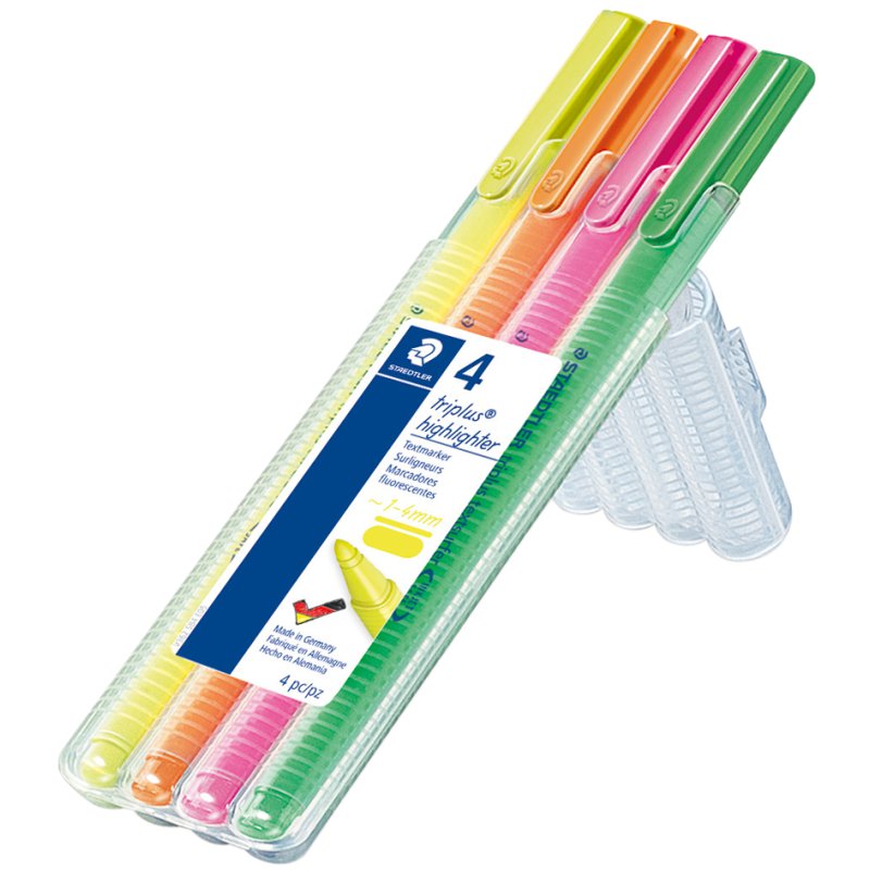STAEDTLER surligneur triplus textsurfer, triangulaire, ensemble 4 pièces, jaune/rose/orange/vert