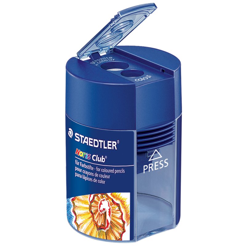 STAEDTLER puntenslijper Noris dubbel, rond, blauw deksel, tot 10,2 mm