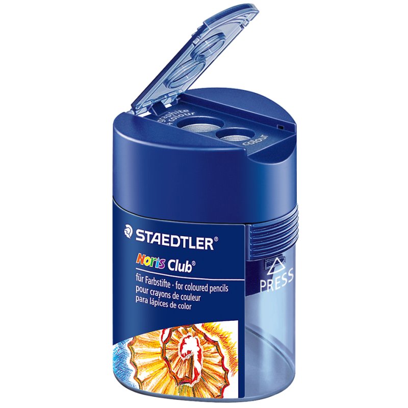 STAEDTLER puntenslijper Noris dubbel, rond, blauw deksel, tot 10,2 mm