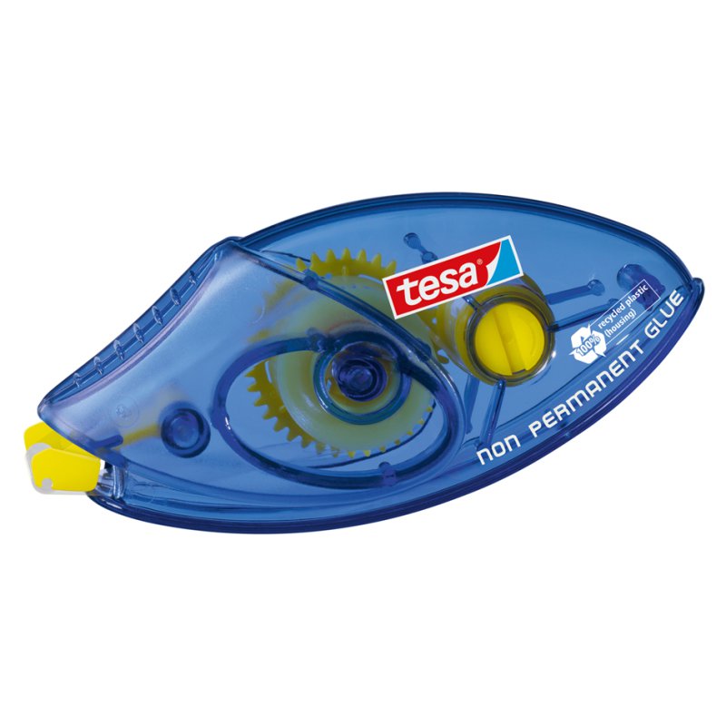 tesa EcoLogo rouleau de colle jetable, non-permanent, 8,4 mm × 8,5 m, bleu-translucide