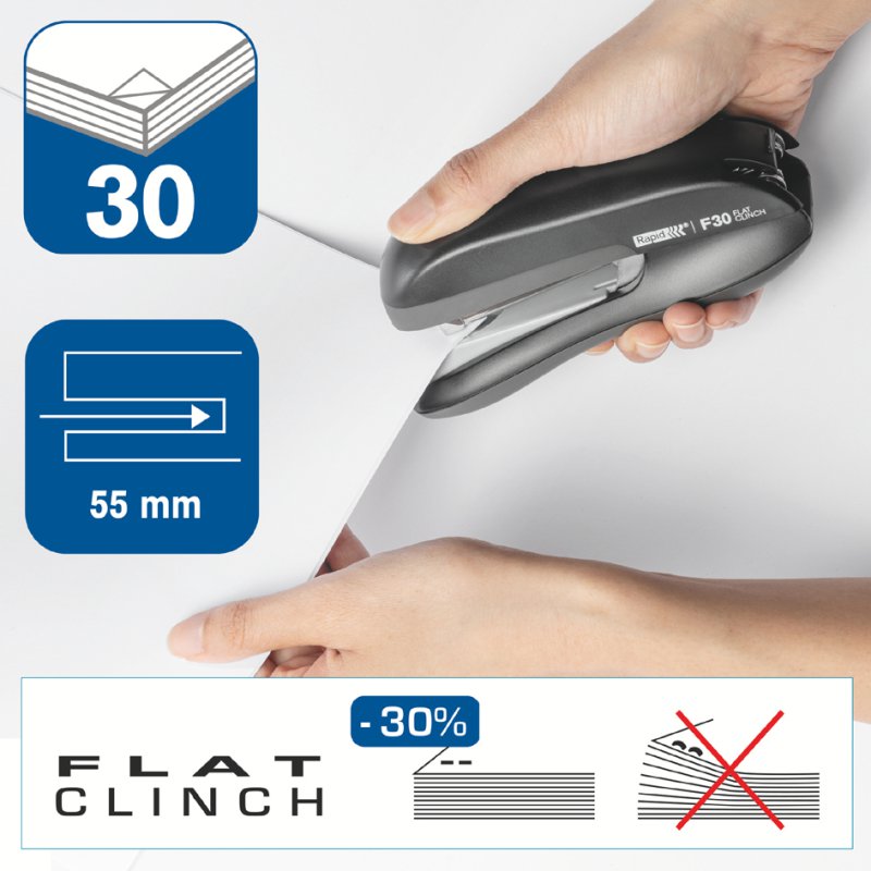 Rapid nietmachine F30, blauw, 30 vel, 55 mm inlegdiepte