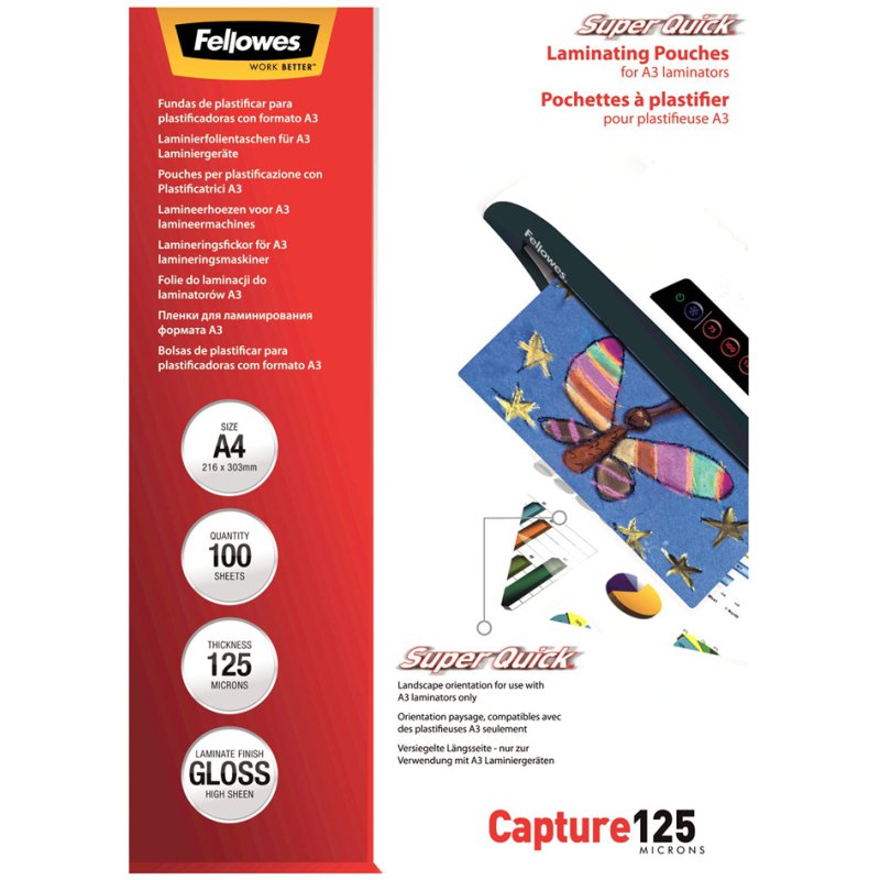 Fellowes pochettes de plastification Super Quick, A4, 250 mic, 100 pièces