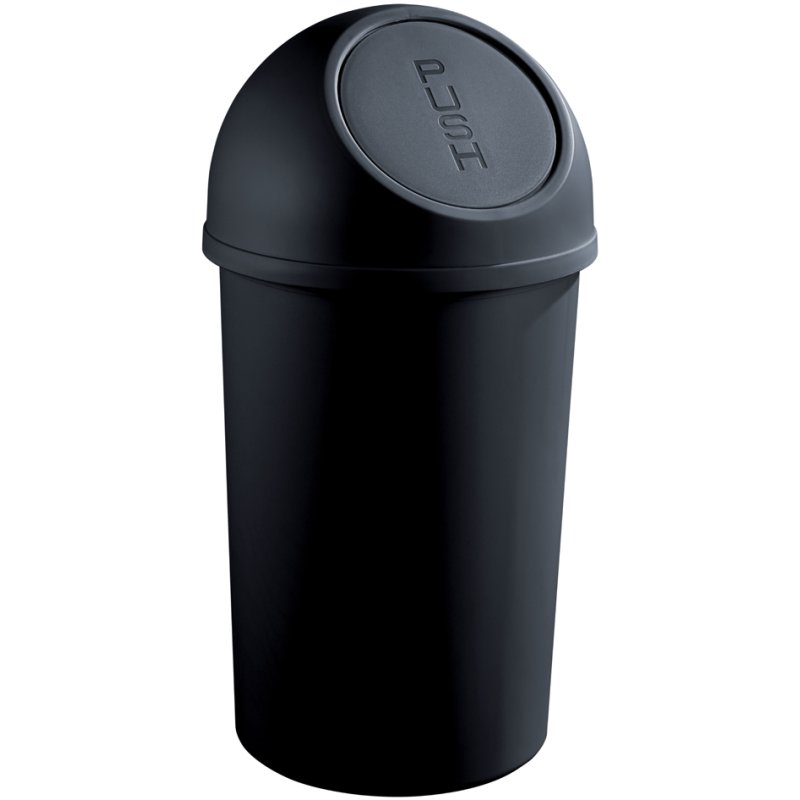 helit poubelle the flip, 25 litres, noir, couvercle push