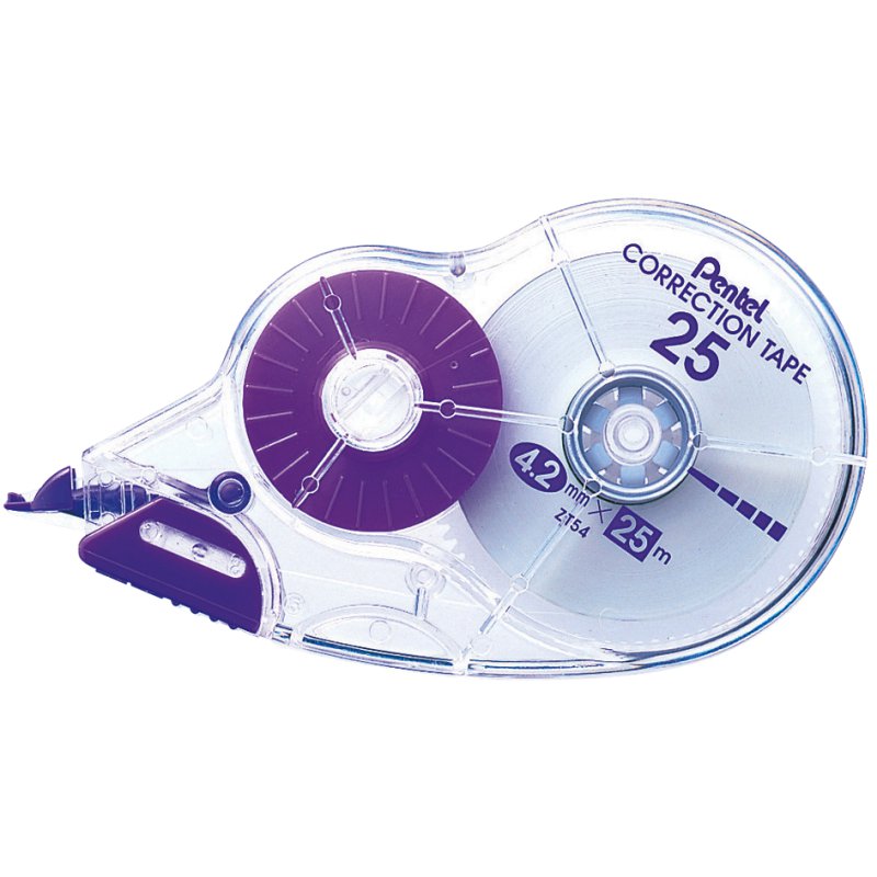 Pentel correctieroller ZT54, 4,2 mm × 25 m, plastique transparent