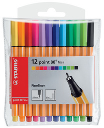 STABILO fijnlijnstift Point 88 Mini, 0,4 mm, 12 kleuren, 12 stuks