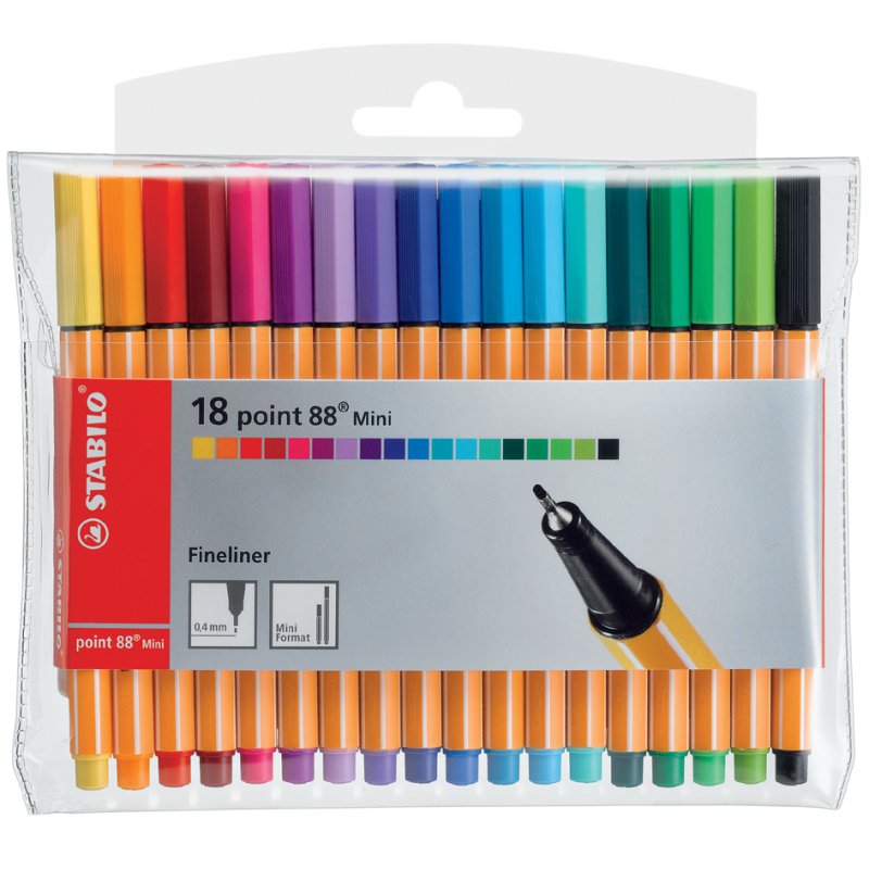 STABILO point 88 Mini stylo-feutre, 0,4 mm, couleurs fluo, 5 pièces