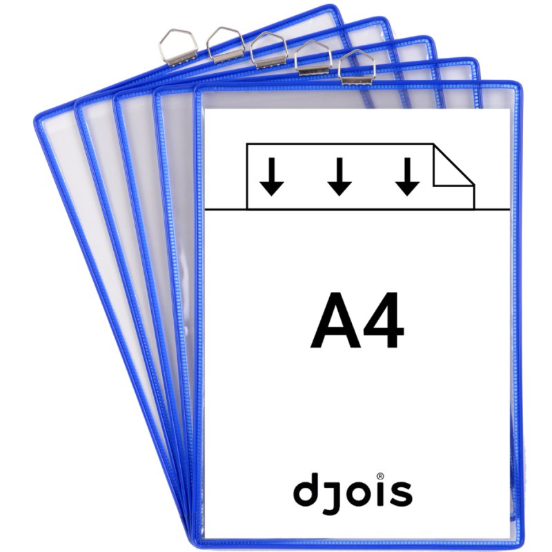 djois Tableau suspendu A4 vertical, noir, support de suspension métallique, 5 pièces