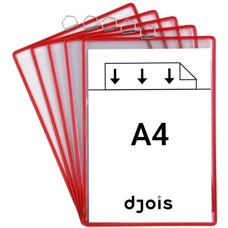 djois Tableau suspendu A4 vertical, noir, support de suspension métallique, 5 pièces