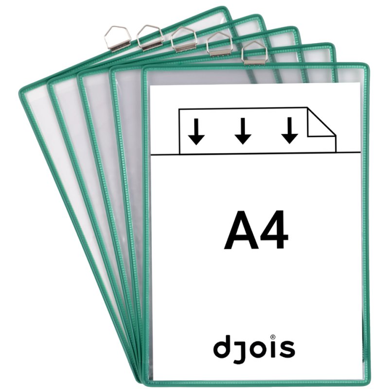 djois Tableau suspendu A4 vertical, noir, support de suspension métallique, 5 pièces