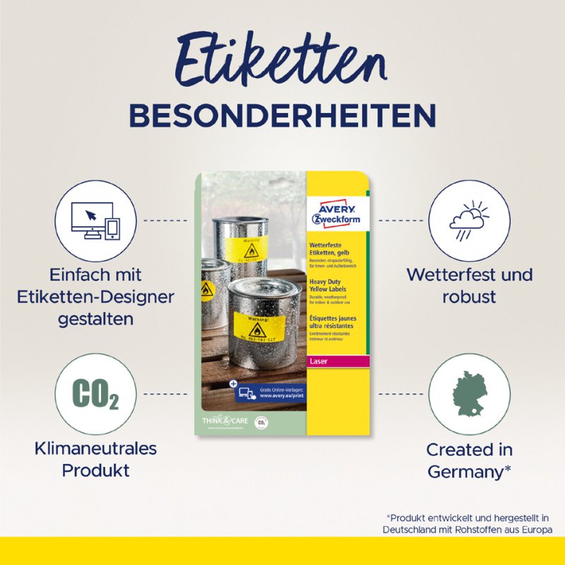 AVERY Zweckform étiquettes, 45,7 × 21,2 mm, jaune, 960 pièces