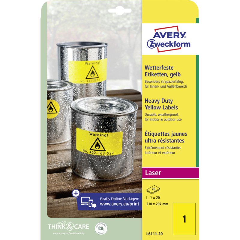 AVERY Zweckform étiquettes, 45,7 × 21,2 mm, jaune, 960 pièces