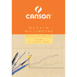 CANSON millimeterpapier A3, 90 g/m², rode lijnen, 50 vel