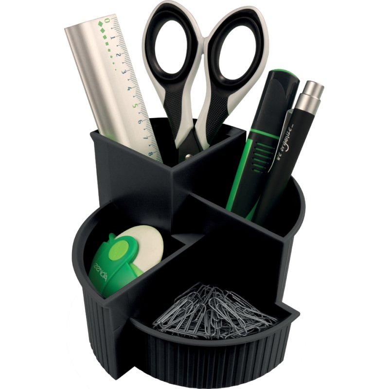 helit pen holder the hub line, 4 compartments, black, 140 mm
