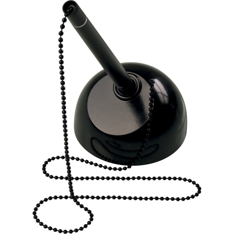 helit ballpoint pen stand the heavy base, black, chrome chain, 75×75×135 mm