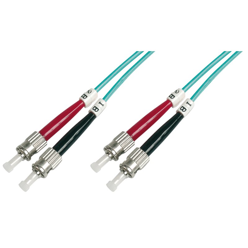 DIGITUS câble de raccordement en fibre optique ST-ST duplex, OM3, turquoise, 2 mètres