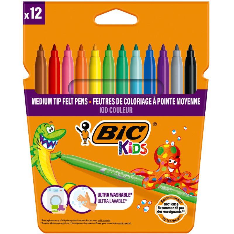 BIC Kids viltstiften Kid Couleur medium, uitwasbaar, 0,8 mm, 36 stuks