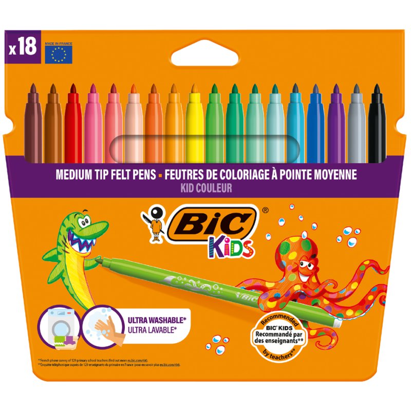 BIC Kids viltstiften Kid Couleur medium, uitwasbaar, 0,8 mm, 36 stuks