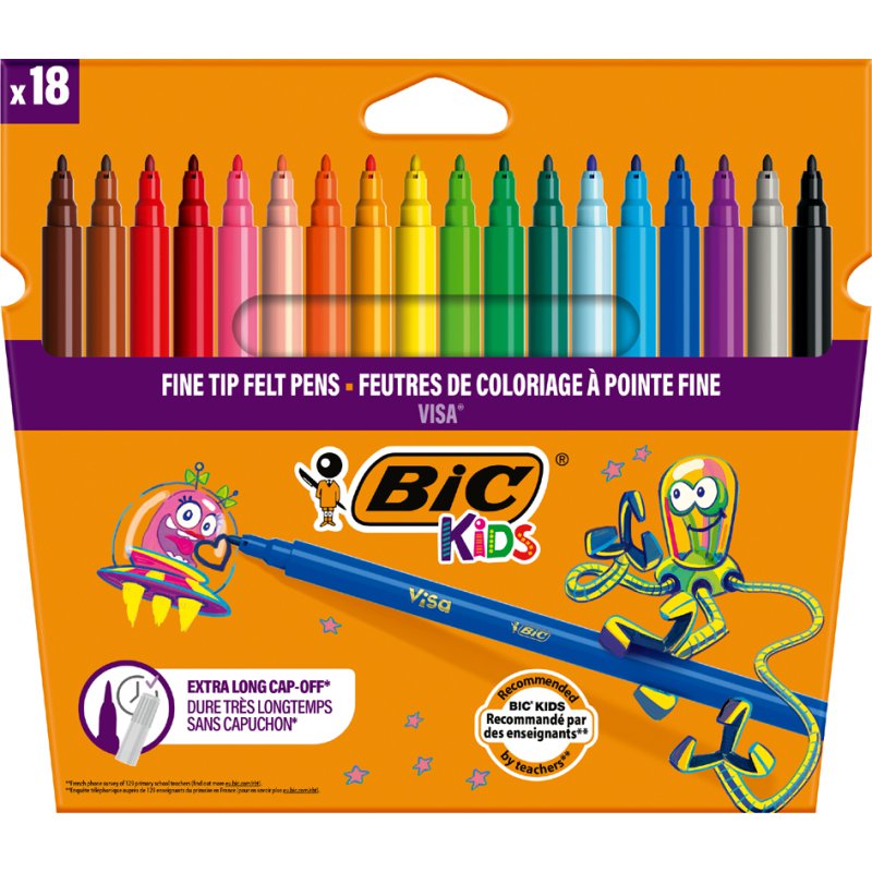 BIC Kids feutres Visa, encre lavable, 18 pièces