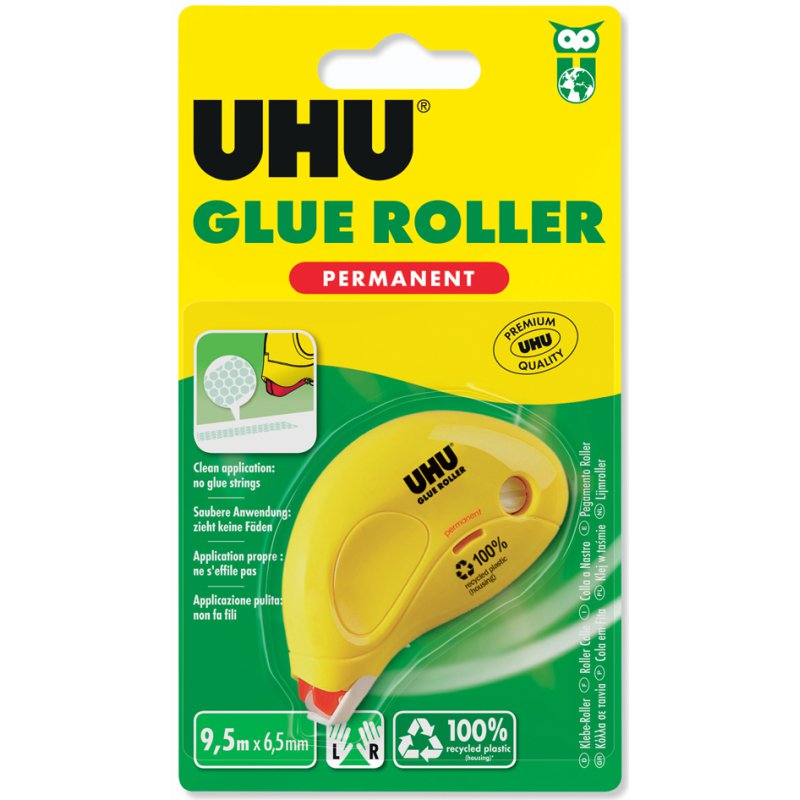 UHU rouleau de colle Dry & Clean, permanent, 6,5 mm × 9,5 m
