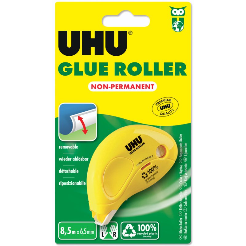 UHU rouleau de colle Dry & Clean, permanent, 6,5 mm × 9,5 m
