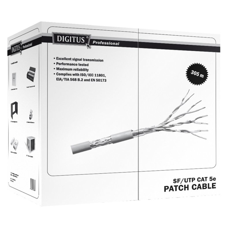 DIGITUS câble réseau Cat.5e SF/UTP, gris, 100 mètres bobine