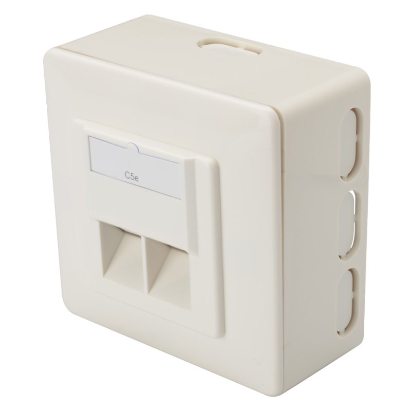 DIGITUS boîtier encastré catégorie 5e, blindé, 2 x RJ45, blanc