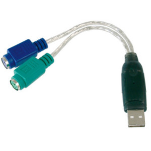 DIGITUS USB naar PS/2 adapterkabel voor toetsenbord en muis, 18cm