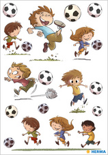 HERMA stickers voetbalmaten, zelfklevend papier, gekleurd bedrukt, 3 vel à 9 stuks