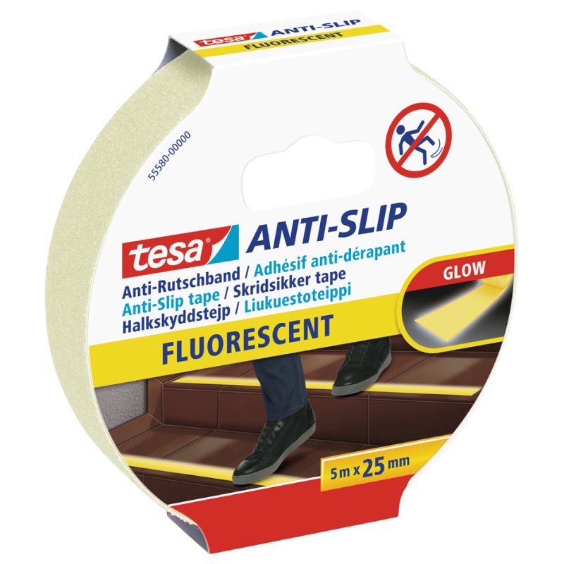 tesa bande antidérapante, fluorescente, 25 mm × 5 m
