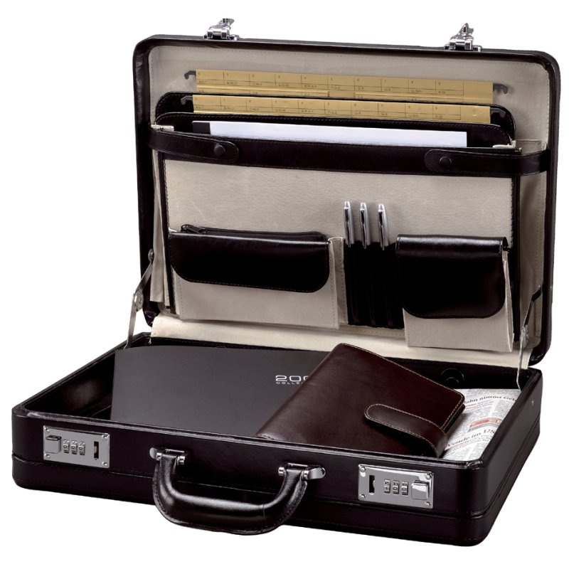 Alassio porte-documents Taormina, cuir, noir, 450×111×325 mm