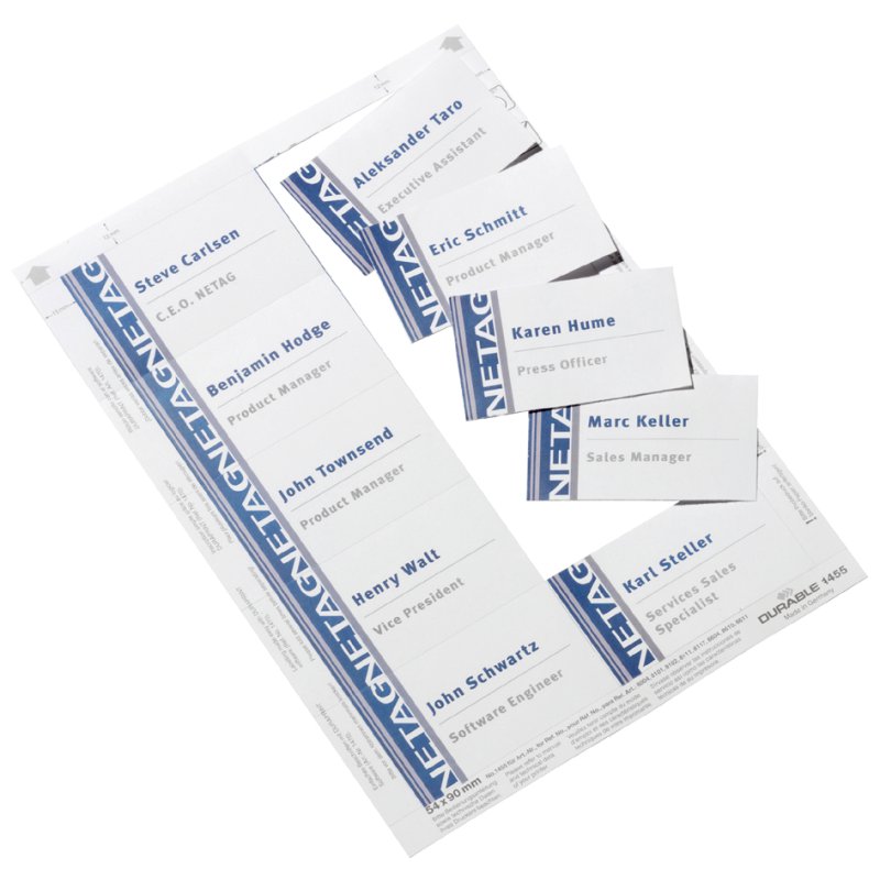 DURABLE insteeknaamkaartjes voor naamplaatjes, 30 × 60 mm, wit, 540 stuks