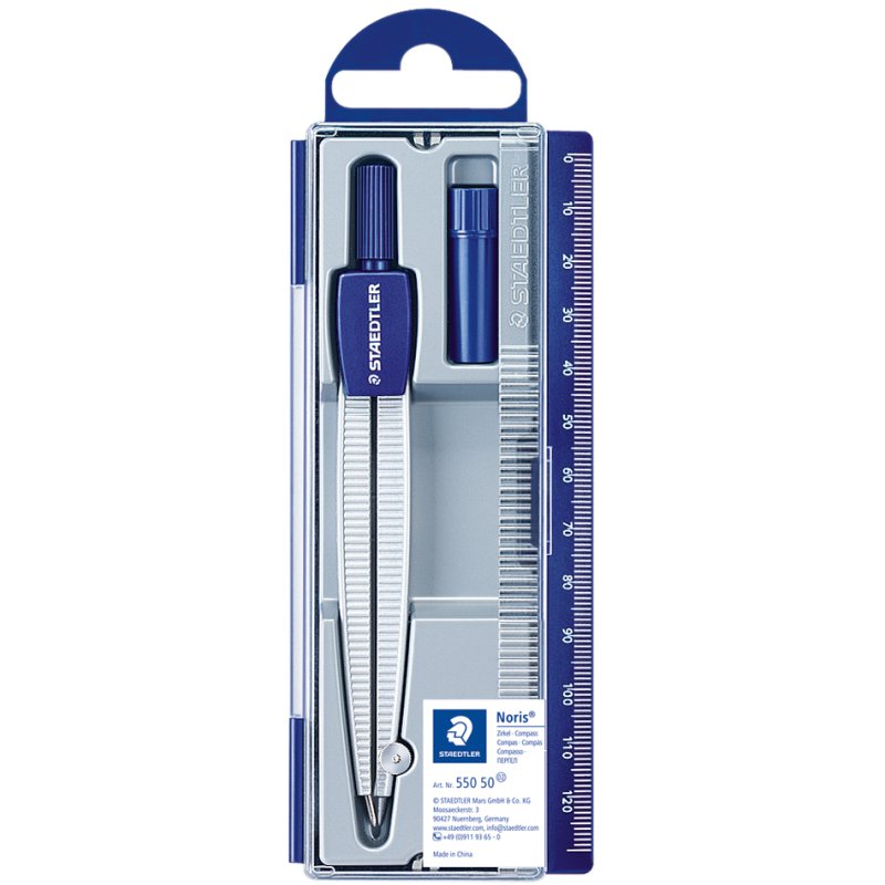 STAEDTLER compas Noris 550 50, bleu/argent, avec mine de crayon