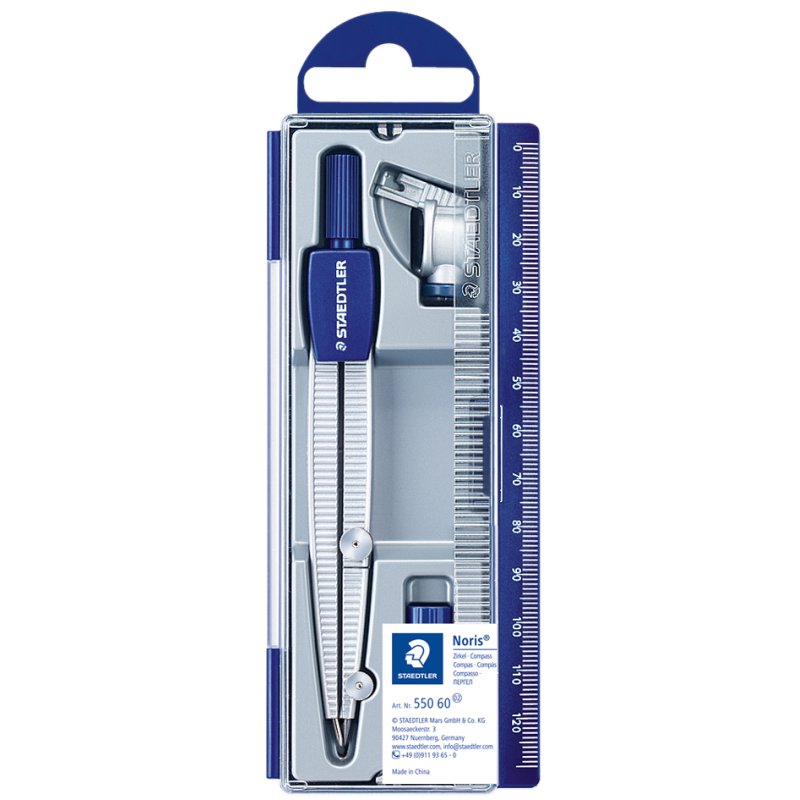 STAEDTLER compas Noris 550 50, bleu/argent, avec mine de crayon
