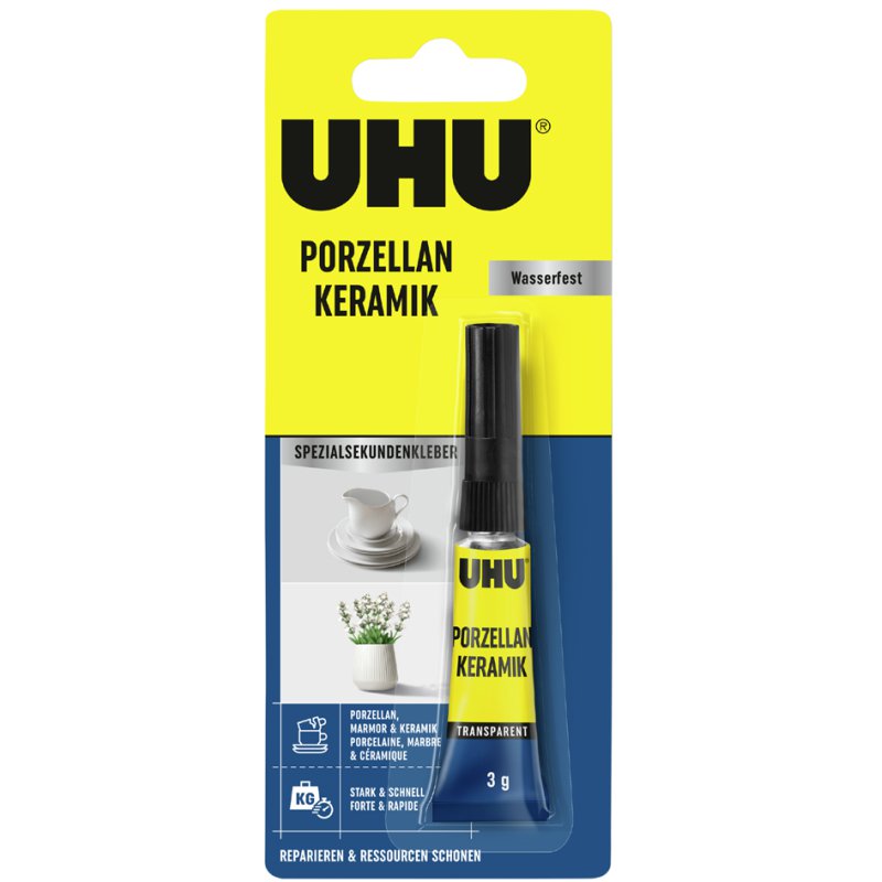 UHU colle instantanée porcelaine céramique, tube 3 g