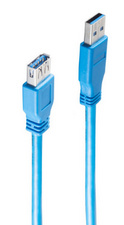 shiverpeaks USB 3.0 verlengkabel A-stekker naar A-koppeling, blauw, 1,8 m