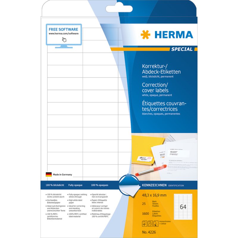 HERMA afdek-etiketten 105 x 148 mm, wit, ondoorzichtig, permanent