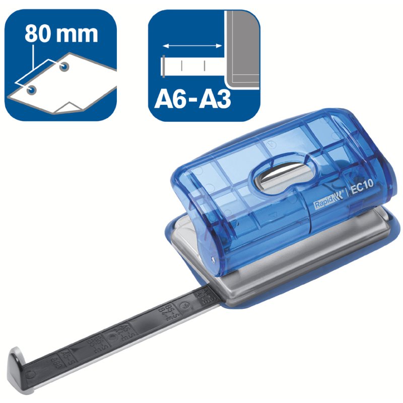 Rapid X Ray perforateur EC 10, bleu-transparent, 10 feuilles