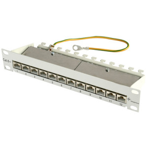 TELEGÄRTNER patchpaneel Cat.6A, 10 inch, 12x RJ45, 1HE
