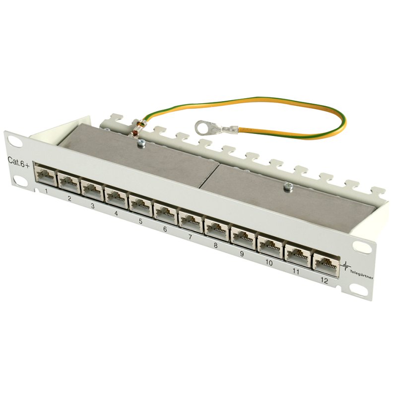 TELEGÄRTNER patchpaneel Cat.6A, 10 inch, 12x RJ45, 1HE