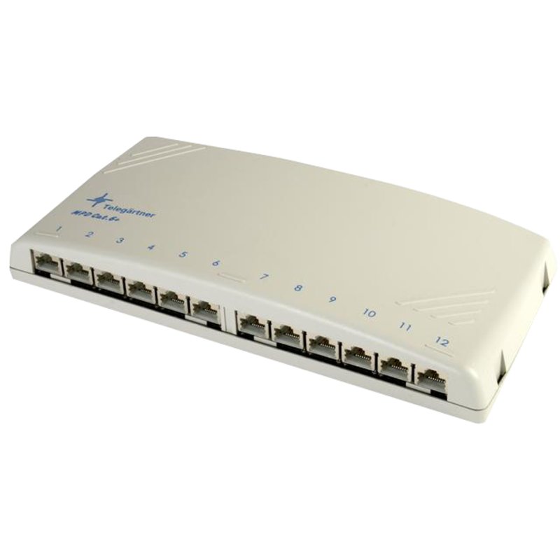 TELEGÄRTNER panneau de brassage modulaire catégorie 6A, 12 x RJ45, blindé, gris