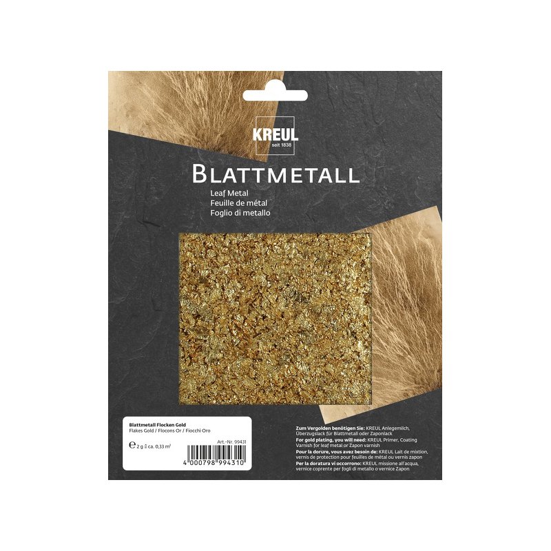 KREUL paillettes métalliques, couleur or, finement floconné, 2 g
