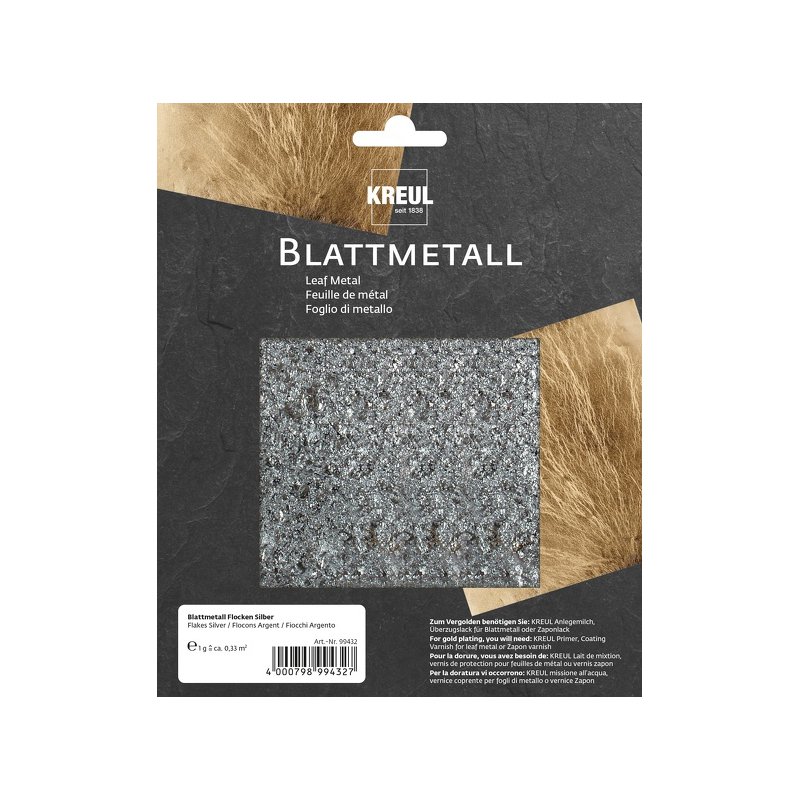 KREUL paillettes métalliques, couleur or, finement floconné, 2 g