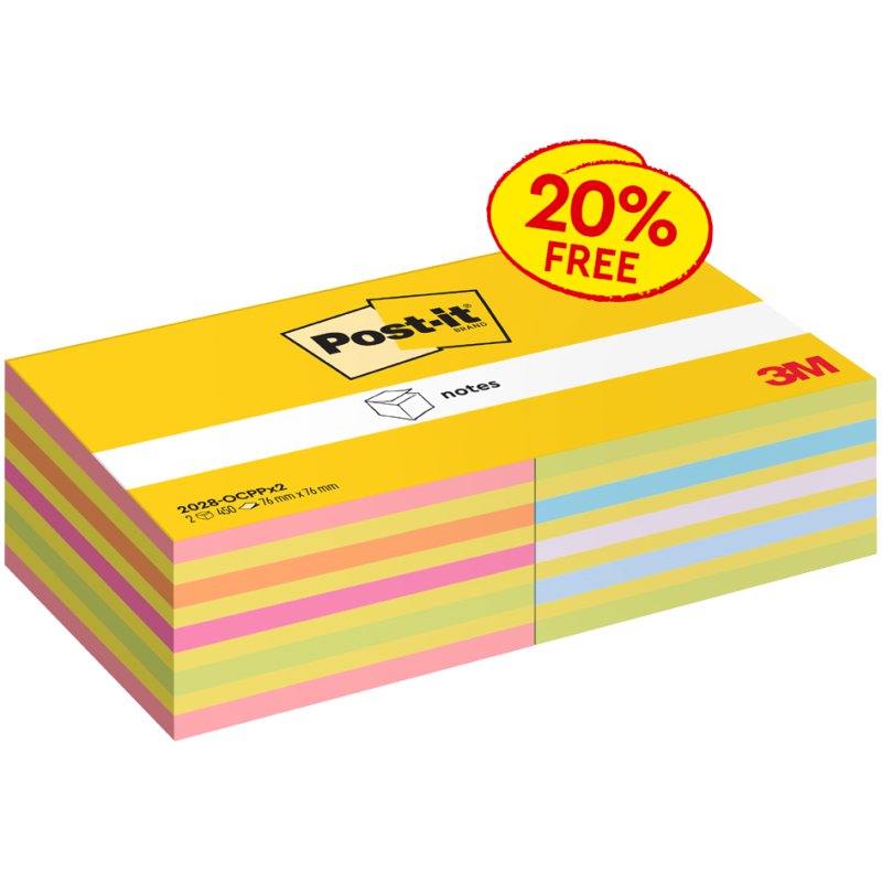Post-it Notes cube, multicolore, 6 pièces, 450 feuilles par cube