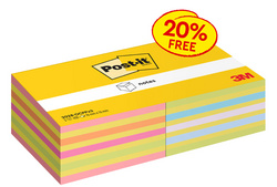 Post-it zelfklevende notitieblokjes, 76×76 mm, gekleurd, voordeelpak 2 stuks