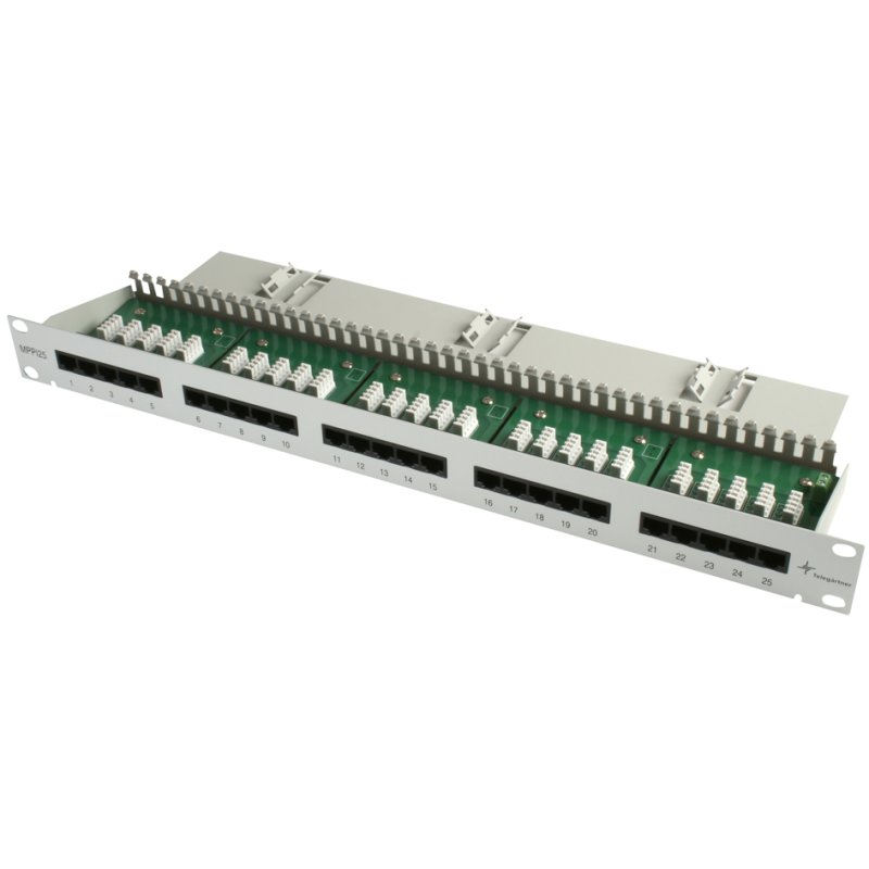 TELEGÄRTNER Panneau de brassage 19 pouces ISDN, 50 connecteurs RJ45, gris clair, non blindé
