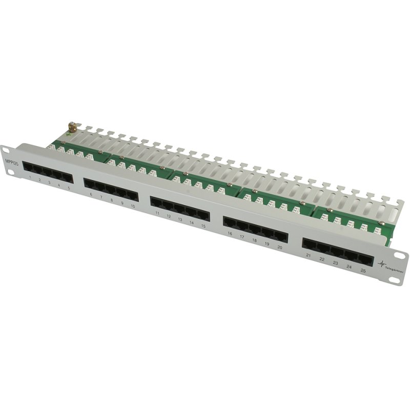 TELEGÄRTNER Panneau de brassage 19 pouces ISDN, 50 connecteurs RJ45, gris clair, non blindé