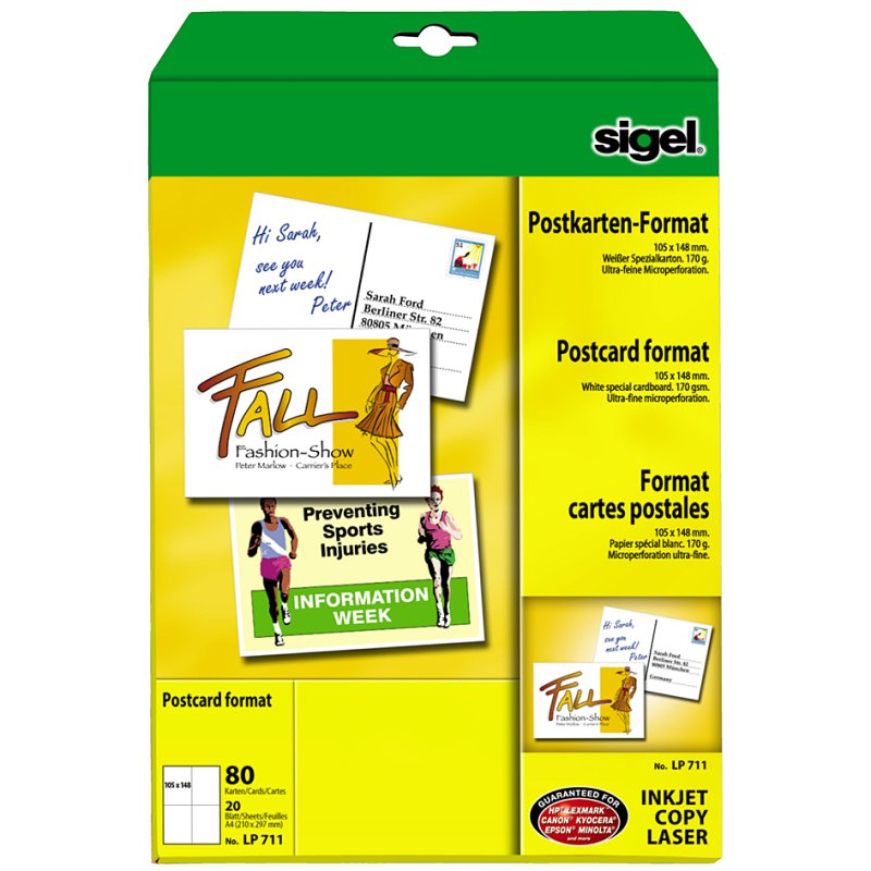 Sigel PC-cartes postales, A6, blanc, 185 g/m²
