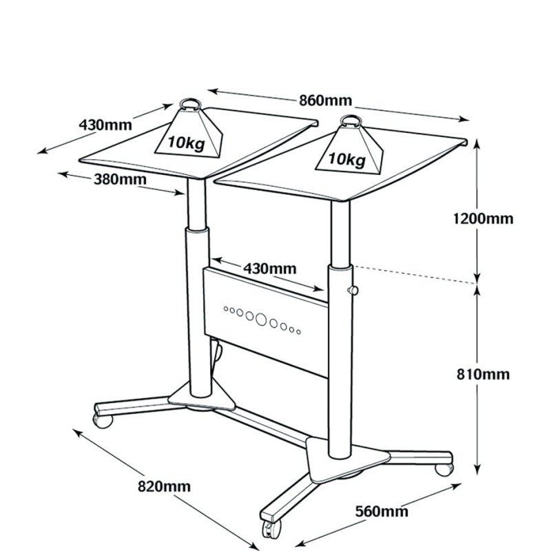 nobo multimediaprojectorwagen, zilver, hoogte verstelbaar 81-120 cm