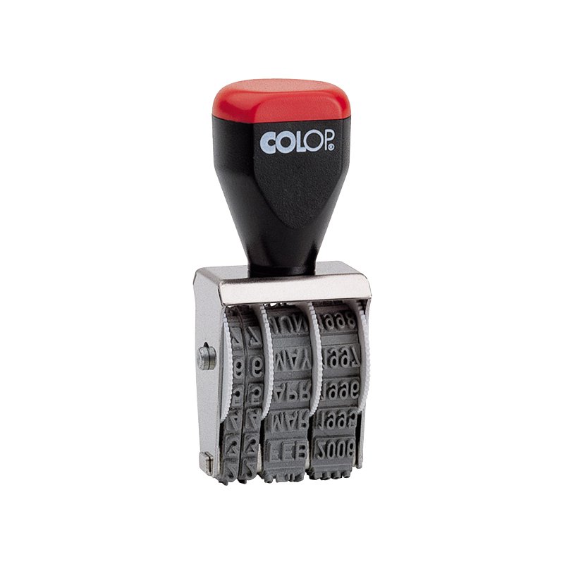 COLOP datumstempel met maandnamen voluit, 3 mm datumhoogte, metalen beugel